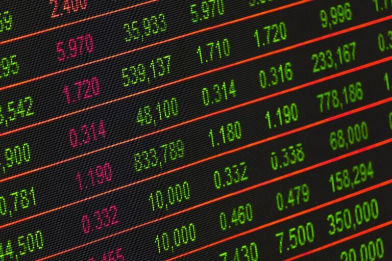 Chiffres de la bourse sur un écran