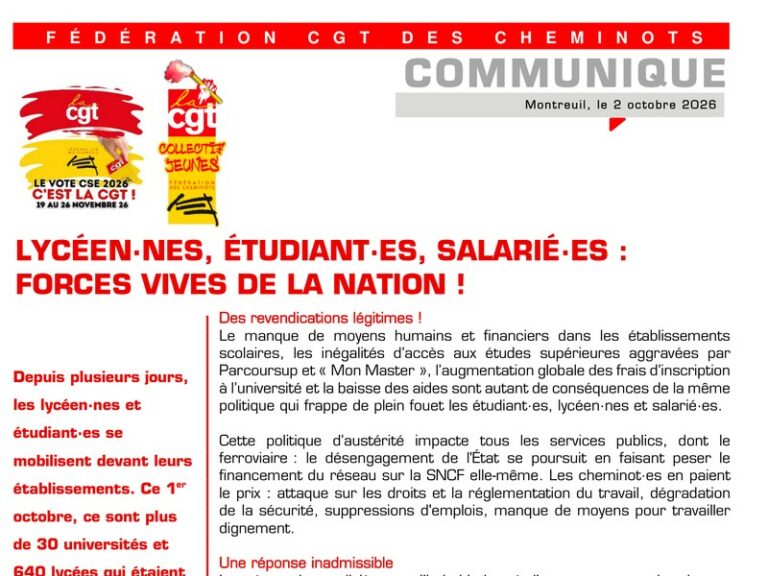Lycéen·nes, étudiant·es, salarié·es : forces vives de la nation !