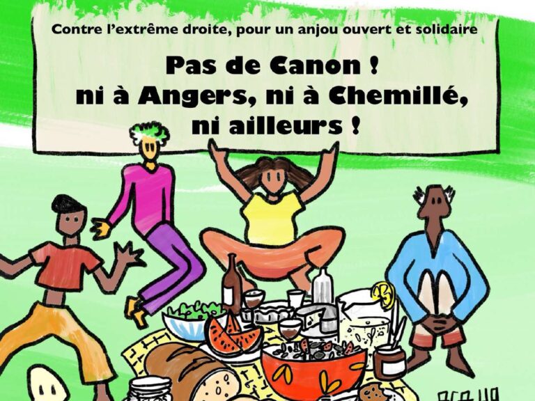 Affiche de la mobilisation contre les banquets du Canon Français à Chemillé, samedi 3 octobre 2026