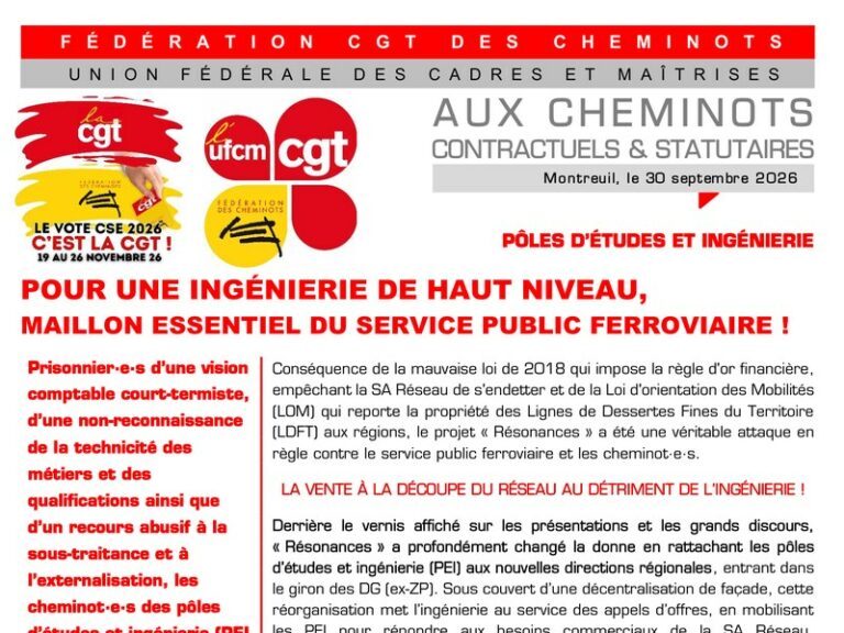 Pour une ingénierie de haut niveau, maillon essentiel du service public ferroviaire !